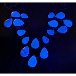 Glow-In-The-Dark Teardrop Stone Necklace With Copper Chain & Extender Adjustable